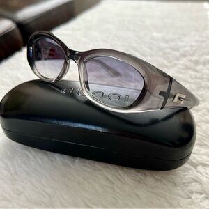 Gucci GG 2432/S T5V Gray/Black Clear Frame Gradient Lens Oval Sunglasses w/Case